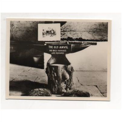 Old Anvil, Blacksmiths Shop Gretna Green, Scotland. Vintage real photo snapshot