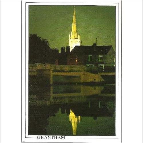 Lincoln - St. Wulfram's Church, Wyndham Partk, night - Dennis postcard
