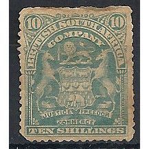 Rhodesia 1908 SG89 10/- Grey-Green MINT Filler (tear/toned etc) ...