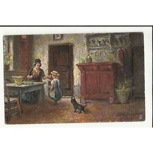1535 GOING TO SCHOOL Tuck Oilette Postcard