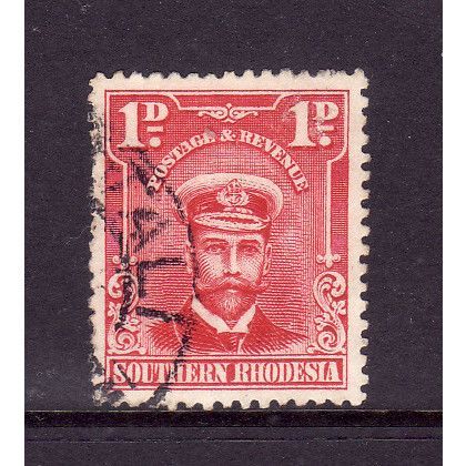 SOUTHERN RHODESIA 1924 SG 2 1d BRIGHT ROSE FINE USED#3