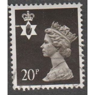 1971-91 Northern Ireland Machin 20p. Value. Brownish Black. Fine Used