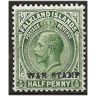 Falkland Islands 1919 SG70a 1/2d Yellow-Green WAR STAMP Mounted Mint . ..