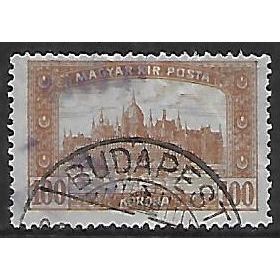 Mi 364: 100 Kr. yellow-brown Definitive Stamp: Parliament Building, Budapest