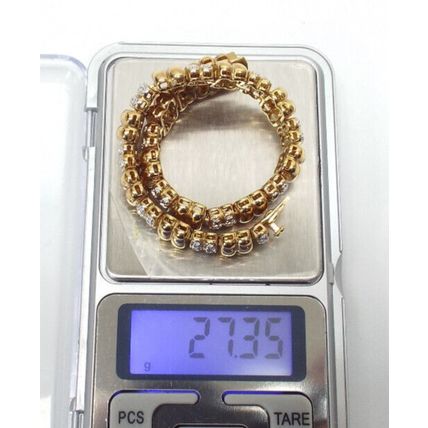 Womens 925 Sterling Silver Gold Platted Tennis Bracelet 7.5" 10mm Wide 27 Grams