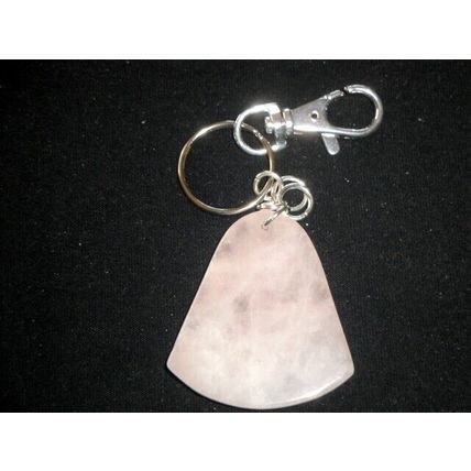 Stunning rose quartz bell keyring desk handbag office bag charm