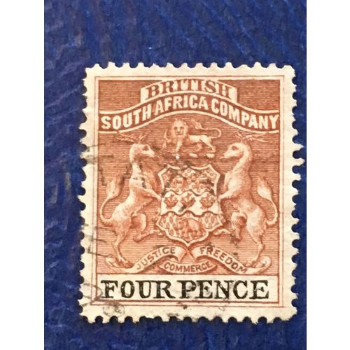 British South Africa Rhodesia QV 1892 4d Chestnut & Black Used SG 22 stamp
