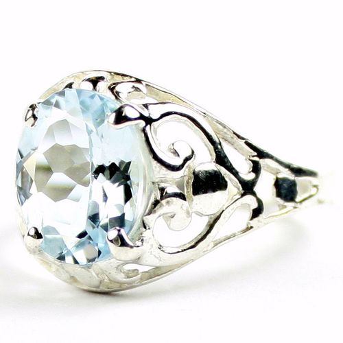 Aquamarine, 925 Sterling Silver Ring, SR004