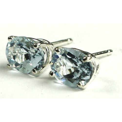 Aquamarine, 925 Sterling Silver Post Earrings, SE002