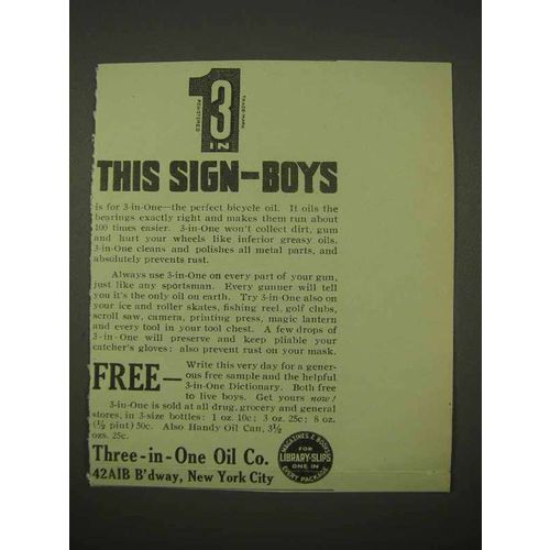 1913 Three-in-one Oil Ad - This Sign Boys