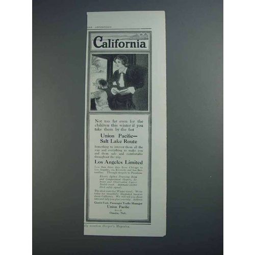 1913 Union Pacific Railroad Ad - California