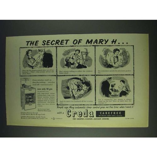 1958 Creda Carefree Cooker Ad - The Secret of Mary HÉ