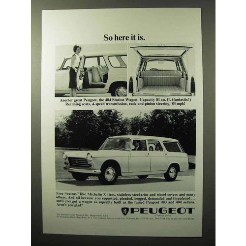 1964 Peugeot 404 Station Wagon Ad - So Here It Is