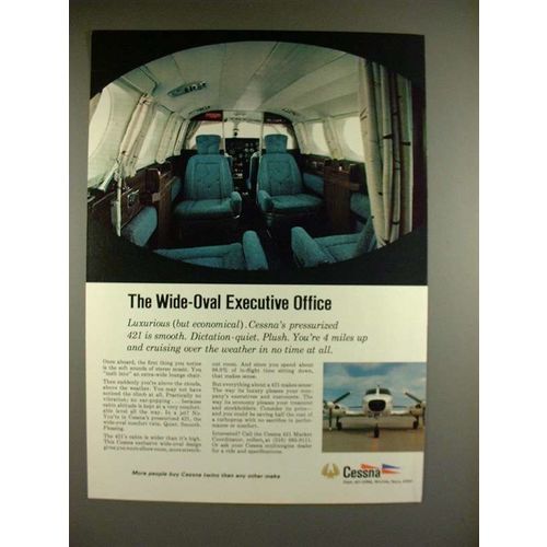 1969 Cessna 421 Plane Ad - Wide-Oval Executive Office