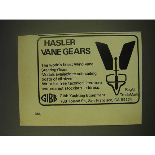1970 Gibb Yachting Equipment Ad - Hasler Vane Gears