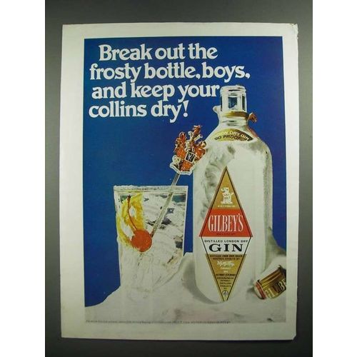 1970 Gilbey's Gin Ad - Keep Your Collins Dry!