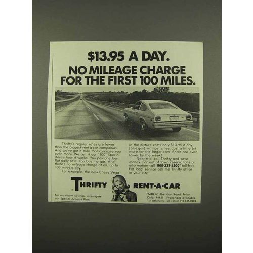 1975 Thrifty Rent-a-Car Ad - $13.95 a Day