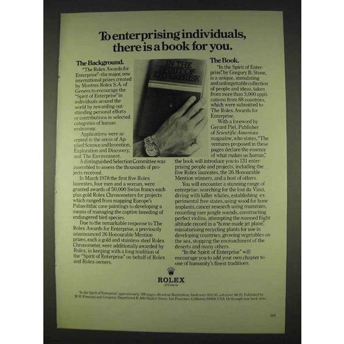 1978 Rolex Watch Ad - To Enterprising Individuals