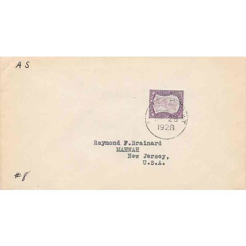 Montserrat, #35 rare on cover, Admiral period to New Jersey, USA 1928
