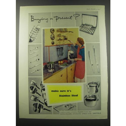 1957 Firth-Vickers Stainless Steel Ad - Buying a present?