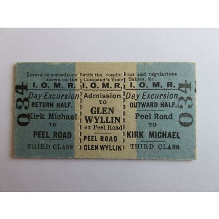 Isle of Man Railway Peel Road Admission to Glen Wyllin Ticket #36