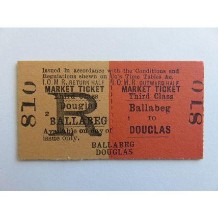 Isle of Man Railway Ballabeg-Douglas Market Ticket #536