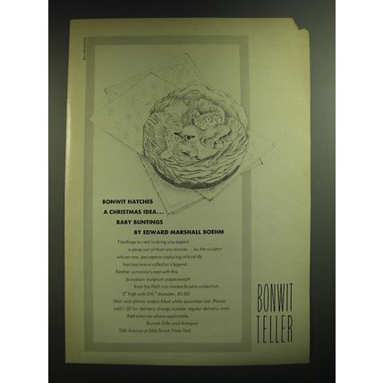 1969 Bonwit Teller Advertisement - Baby Buntings by Edward Marshall Boehm
