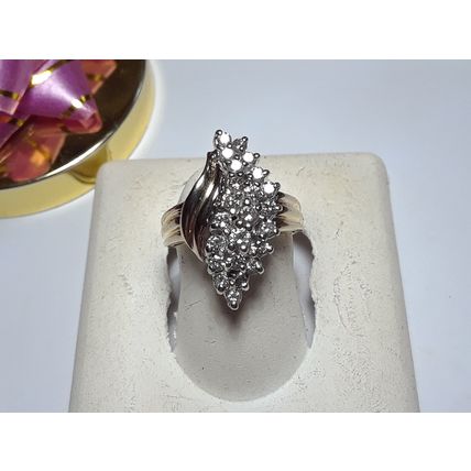 Estate .75cttw Natural Diamond SI2-I1 HI Waterfall 14Kt Y/Gold S-4.5 Ring #15888