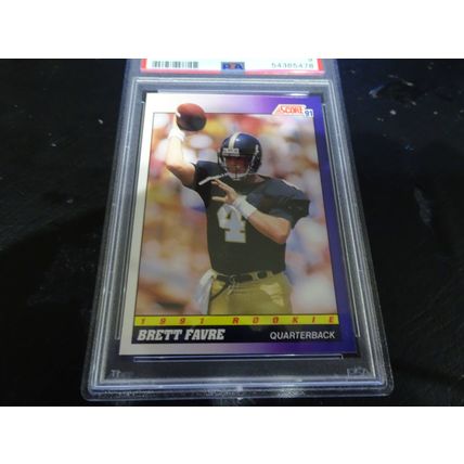 1991 Score Football Card # 611 Brett Favre PSA Mint (9) Atlanta Falcons