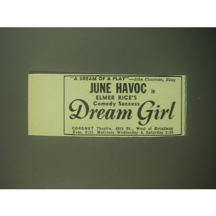 1946 Dream Girl Play Advertisement - A Dream of a Play
