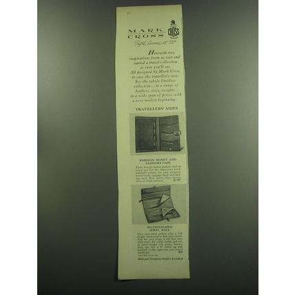 1949 Mark Cross Ad - Foreign Money and Passport Case, Sectionalized Jewel Roll