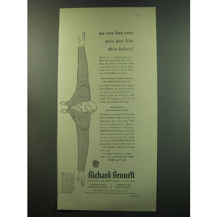 1949 Richard Bennett Forstmann Suits Ad - No one has ever seen you like this