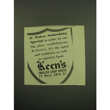 1949 Keen's English Chop House Ad - It Takes Something Special