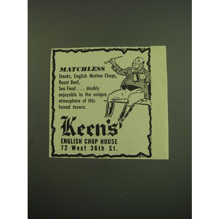 1949 Keen's English Chop House Ad - Matchless