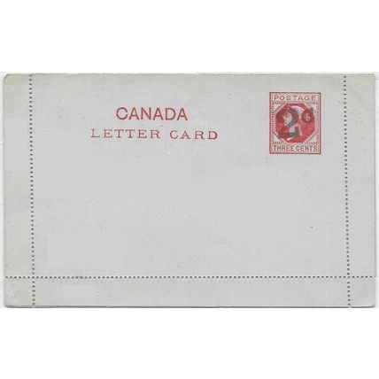 Canada #L9f Victoria Letter Card, Setting Type 2 Perf B MINT "Capital C" variety