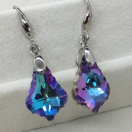 Earrings Blue/Purple Swarovski Crystal Wire Hook #303 USA Seller