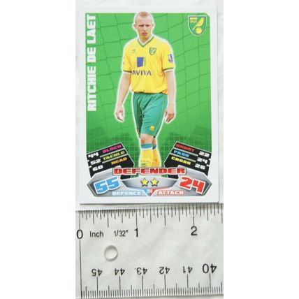 2011/12 Topps Match Attax Trading Card - Ritchie de Laet, Norwich City