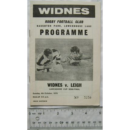 1970 programme Widnes v. Leigh, Lancashire Cup Semi-Final