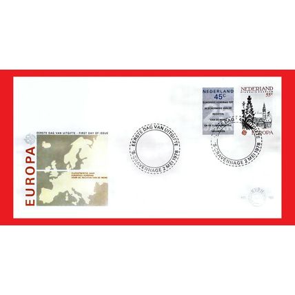 ZAYIX - 1978 Netherlands 576-77 FDC/Maxicard Human Rights, Architecture, Europa