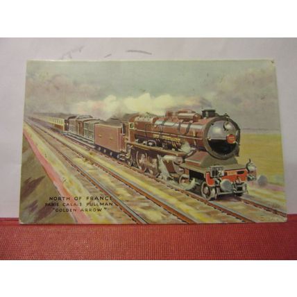 PARIS-CALAIS PULLMAN steam engine antique postcard R. Tuck Oilette c.1936 #