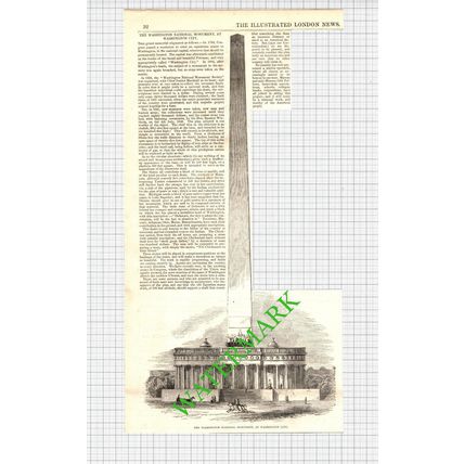 The Washington National Monument Washington City USA - 1850 Cutting