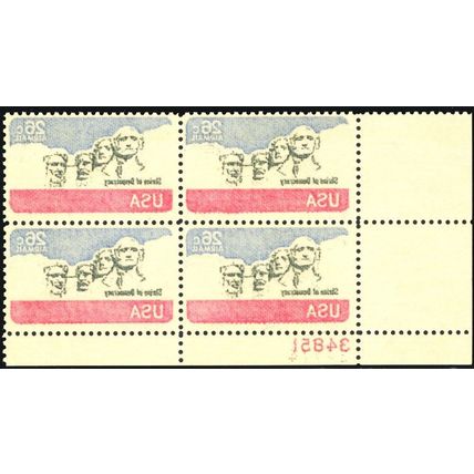 C88, Mint VF NH Reverse Printing Under Gum Plate Block ERROR - Stuart Katz