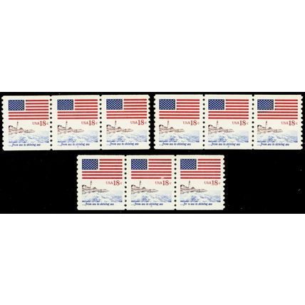 1891, Mint NH PL# 1-3 Strips of Three - Stuart Katz
