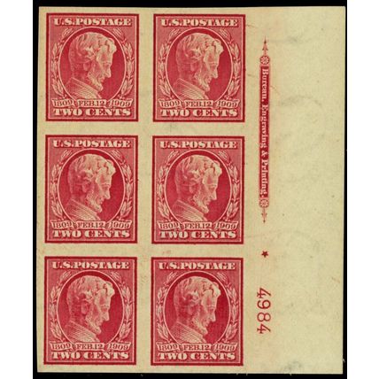 368, Mint NH Superb 2¢ Plate Block of Six Stamps * Stuart Katz
