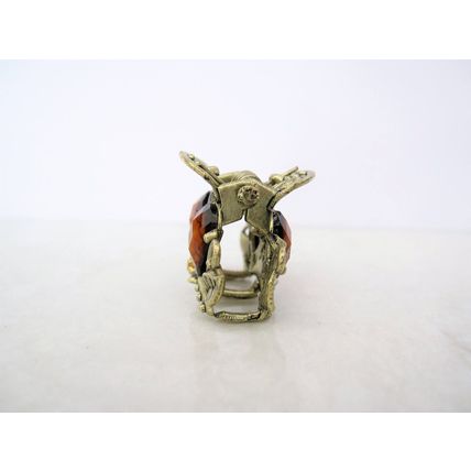 small mini metal leaf shaped jeweled antique style bronze hair claw clip