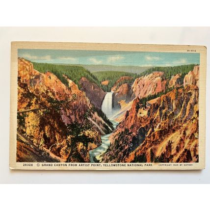 POSTCARD - GRAND CANYON, YELLOWSTONE, WYOMING (1929)