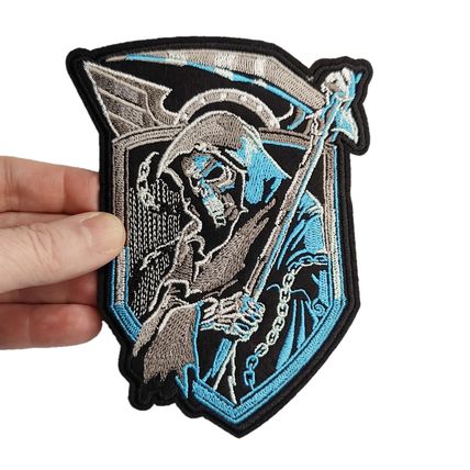 Reaper Iron on Patch Embroidered Sew Biker 14 cm x 11 cm Punk Rock Gothic P670