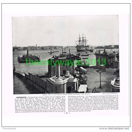 PORTSMOUTH, HARBOUR WITH VICTORY AFLOAT, HANTS, ENGLAND, Illustration, c1895