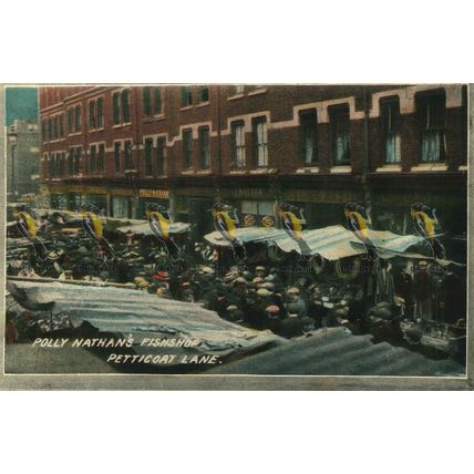 Polly Nathan's Fishshop, Petticoat Lane, London, 1253 Postcard, 1900/10s