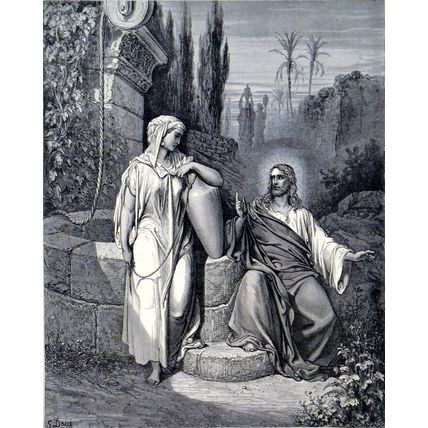 JESUS AND THE WOMAN OF SAMARIA 1885 Gustave Doré John Quartley ANTIQUE ENGRAVING